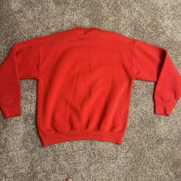 VTG 90s Santa Express Christmas Sweatshirt Men L BNSF Train 1997 Red Crewneck - Picture 7 of 7
